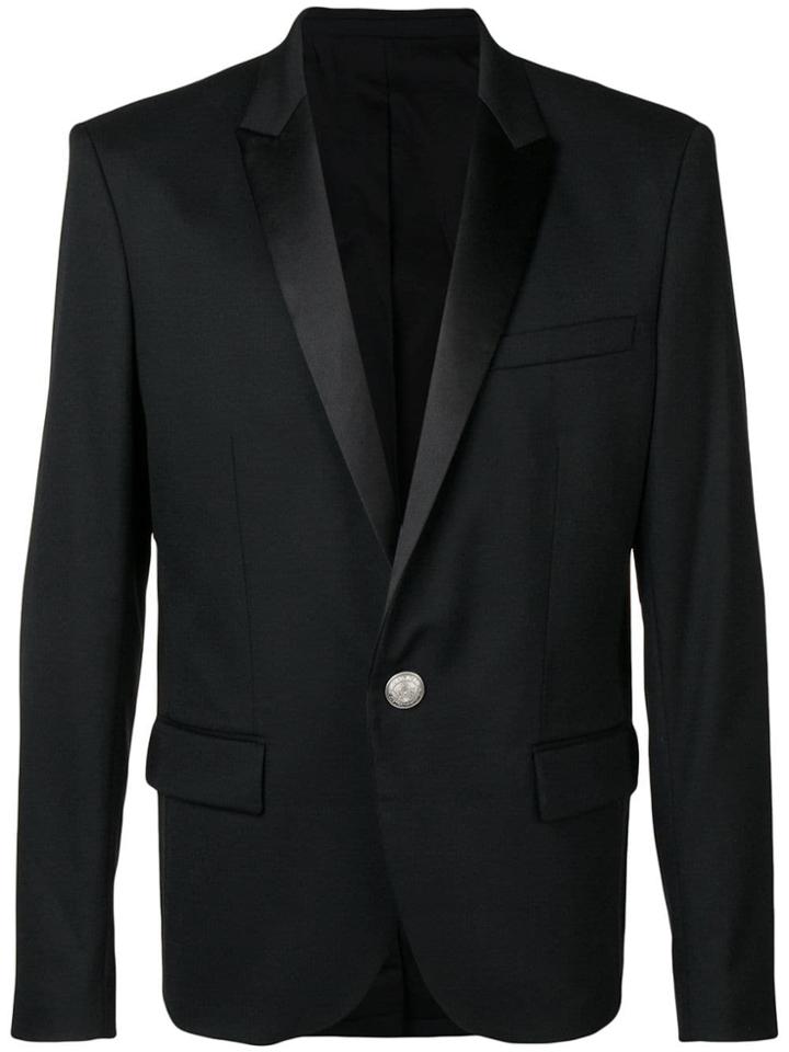 Balmain Structured Single Breasted Blazer - Black