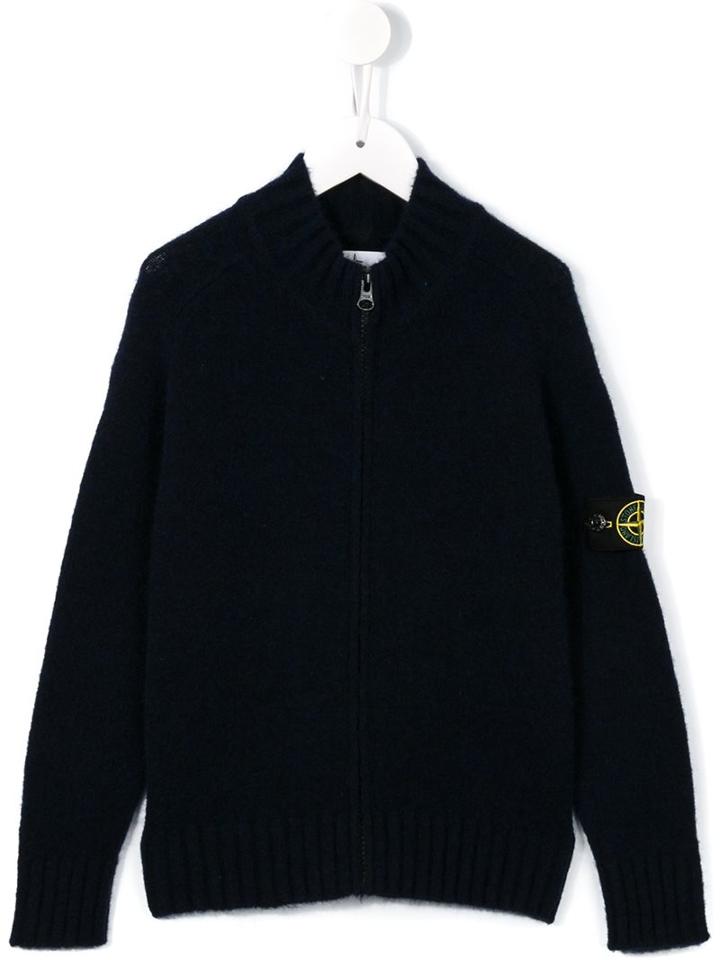 Stone Island Kids Zip High Neck Jumper, Boy's, Size: 12 Yrs, Blue