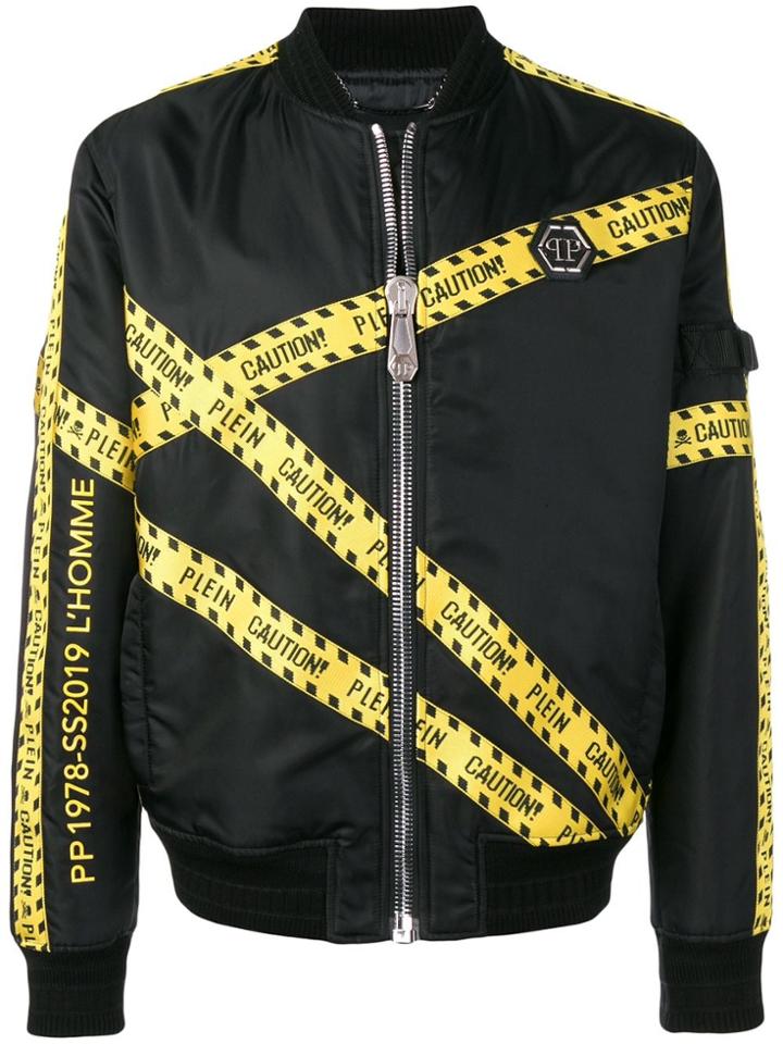 Philipp Plein Caution Tape Bomber Jacket - Black
