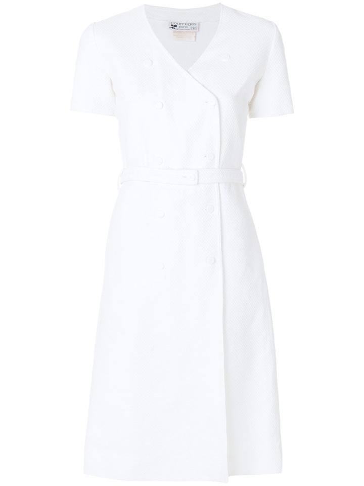 Courrèges Vintage Double Breasted Belted Dress - White