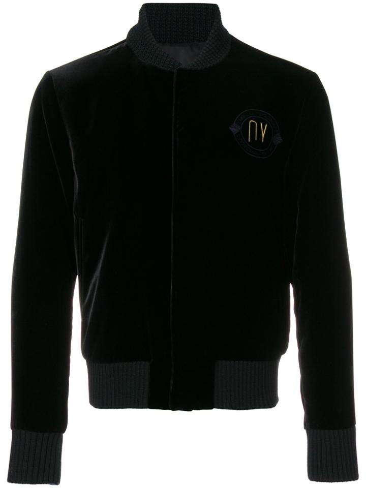 Emporio Armani Embroidered Bomber Jacket - Black