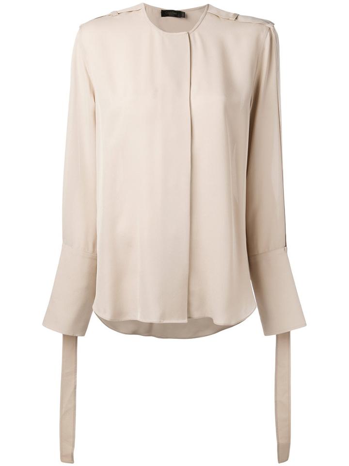 Strap Detail Blouse - Women - Silk - 38, Nude/neutrals, Silk, Calvin Klein Collection