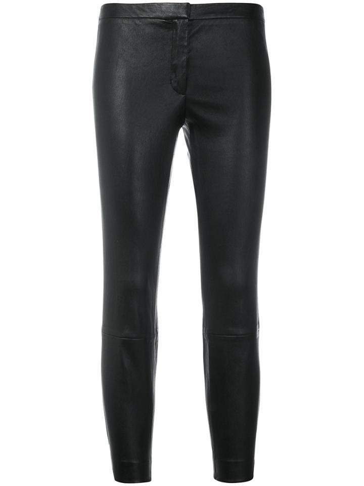 Theory Cropped Wet Look Trousers - Black