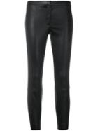 Theory Cropped Wet Look Trousers - Black