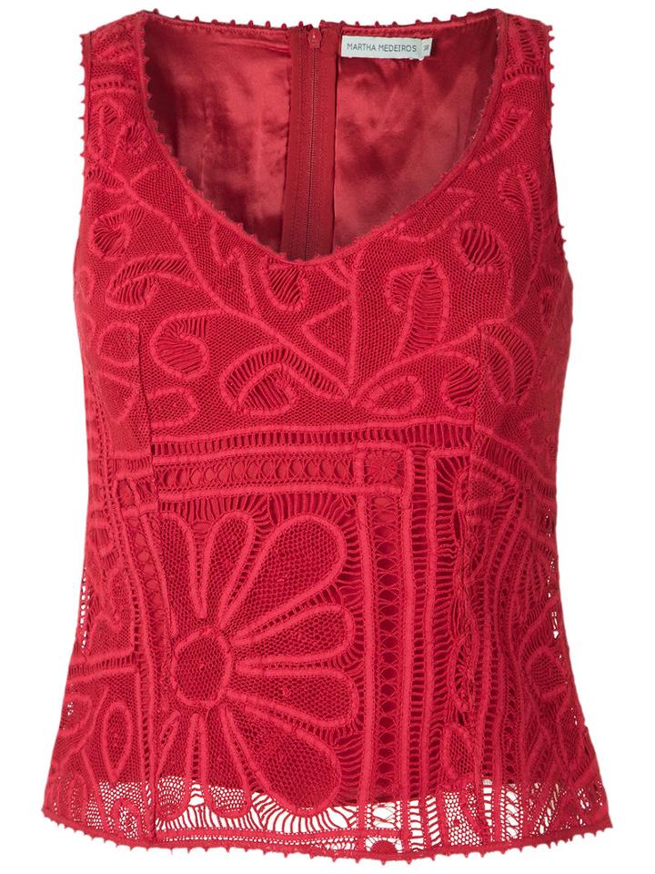 Martha Medeiros - Lace Blouse - Women - Silk - 40, Red, Silk