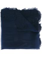 Faliero Sarti - Floral Embroidered Scarf - Women - Silk/polyester/viscose - One Size, Women's, Blue, Silk/polyester/viscose