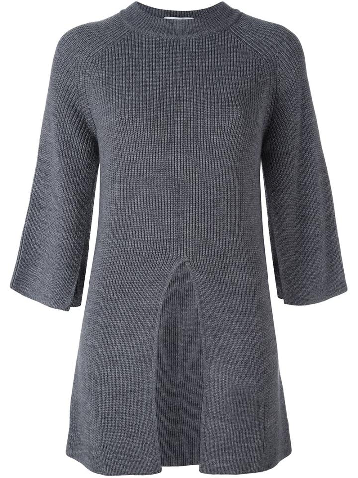 Federica Tosi Front Slit Jumper, Women's, Size: Large, Grey, Acrylic/virgin Wool