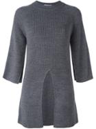 Federica Tosi Front Slit Jumper, Women's, Size: Large, Grey, Acrylic/virgin Wool