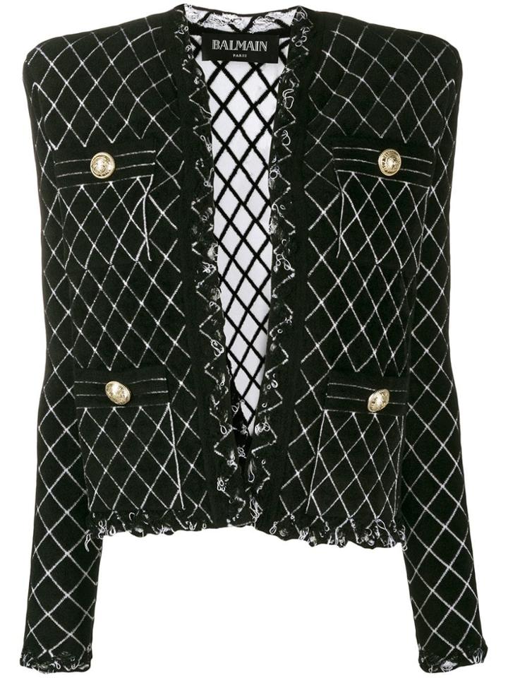 Balmain Tweed Knitted Blazer - Black