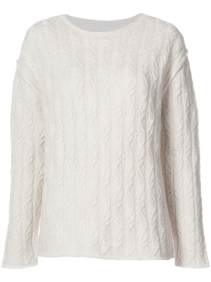 Nili Lotan - Cable Knit Sweater - Women - Cashmere - M, Nude/neutrals, Cashmere