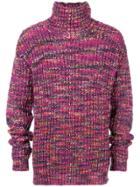 Paura Tonal Knit Turtleneck Jumper - Pink & Purple