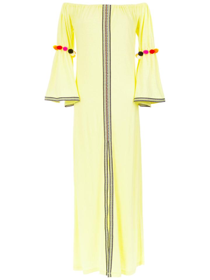 Andrea Bogosian Embroidered Off The Shoulder Dress - Yellow & Orange
