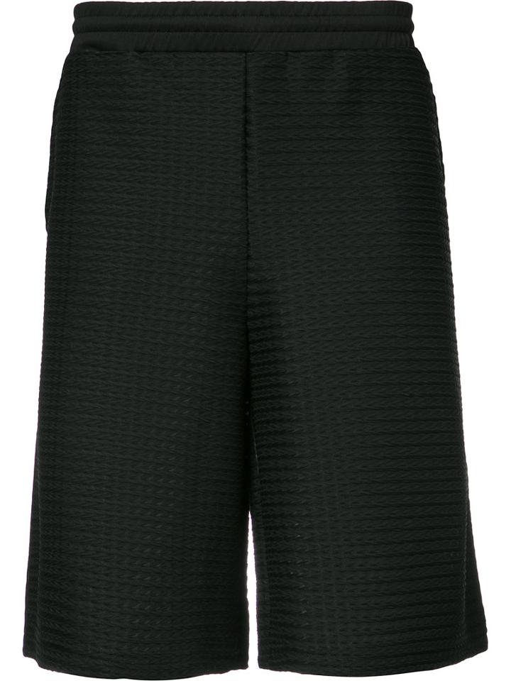 Cottweiler - Waffle Textured Shorts - Men - Polyester - M, Black, Polyester