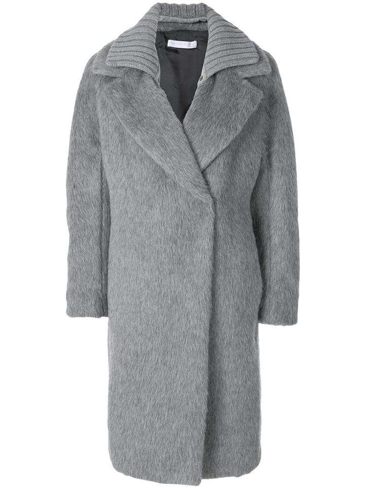 Fabiana Filippi Oversized Ribbed Collar Coat - Grey