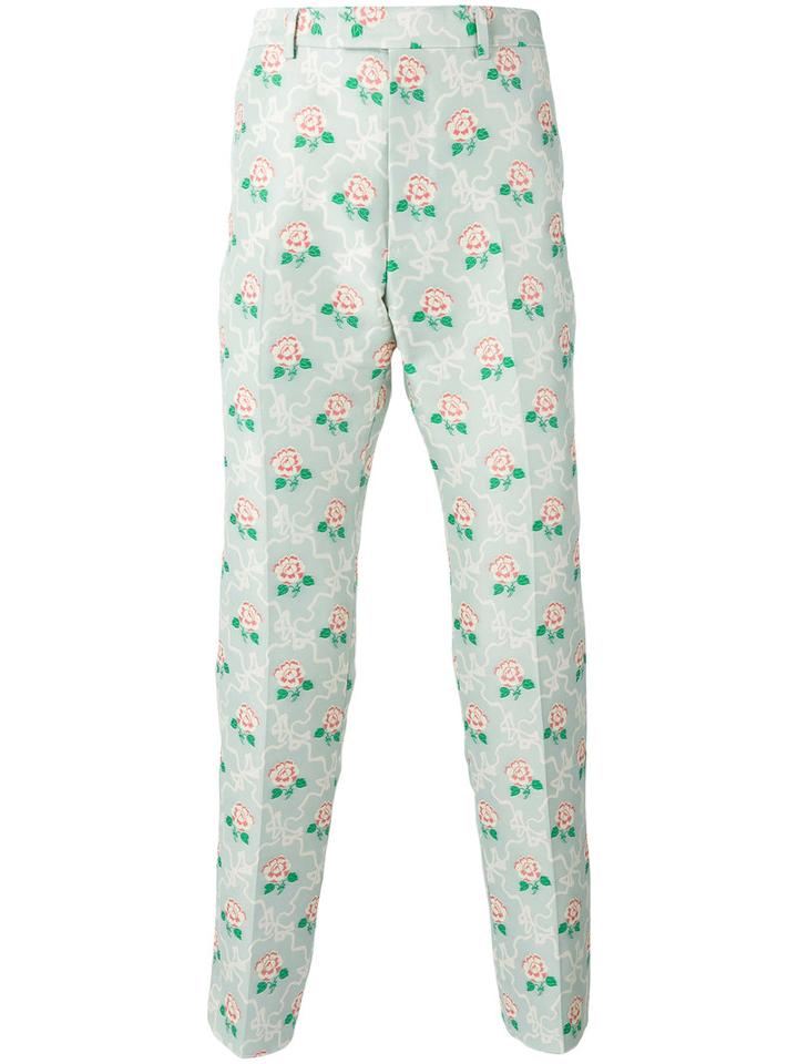 Gucci - Floral Jacquard Trousers - Men - Silk/polyester/viscose - 48, Green, Silk/polyester/viscose