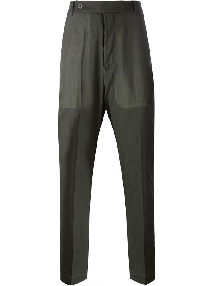 Rick Owens Straight Leg Trousers, Men's, Size: 50, Grey, Cotton/wool