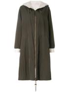 Army Yves Salomon Fur-trim Zipped Coat - Green