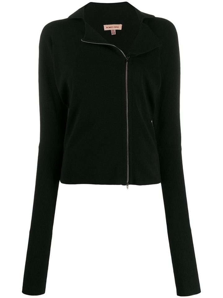 Romeo Gigli Pre-owned 1990s Off-centred Zipped Fitted Cardigan - Black