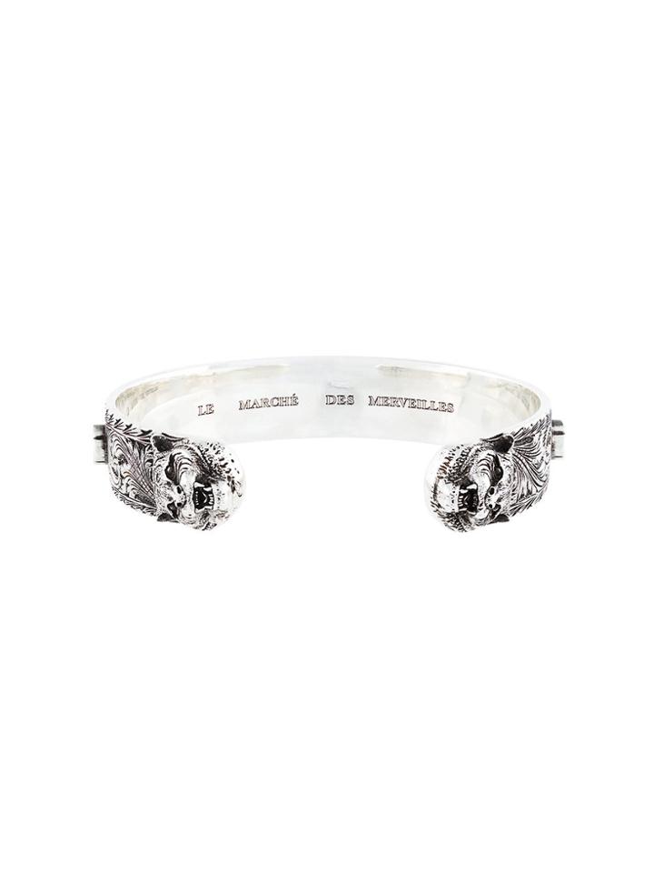 Gucci Tiger Head Zirconium Bracelet - Metallic