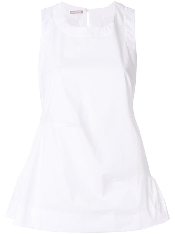 Hemisphere Sleeveless Peplum Shirt - White