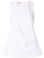 Hemisphere Sleeveless Peplum Shirt - White