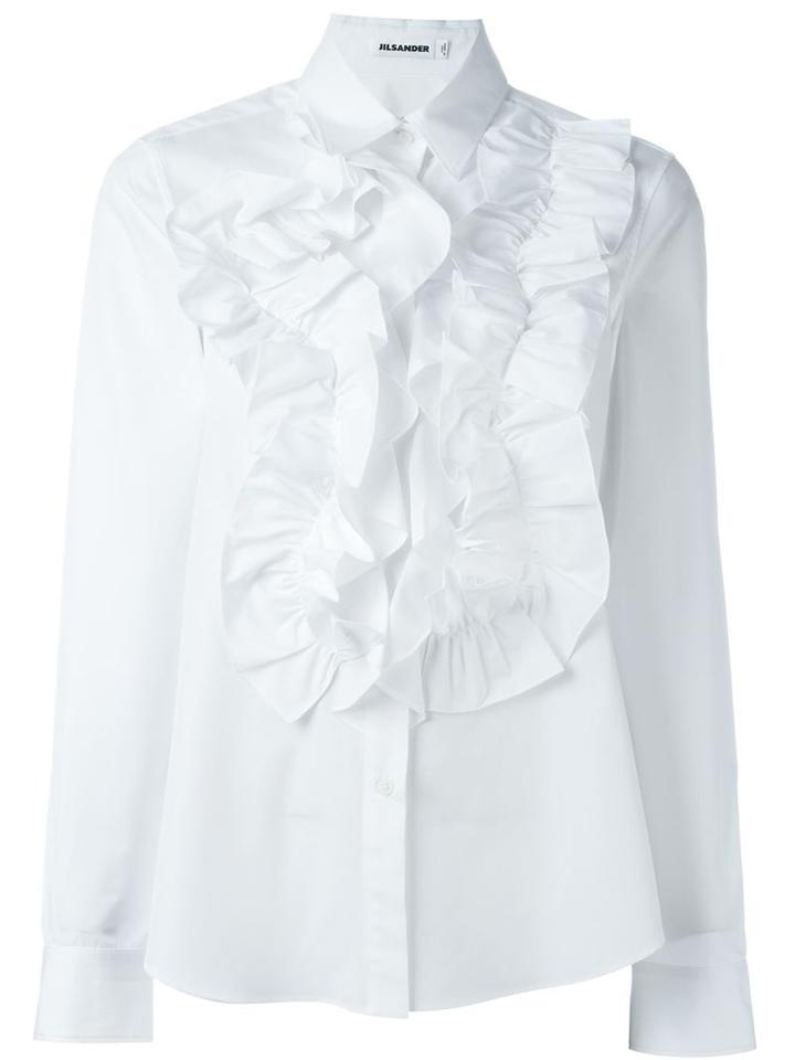 Jil Sander Ruffled Shirt, Women's, Size: 38, White, Cotton