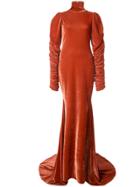 Christian Siriano High Neck Fishtail Gown - Yellow & Orange