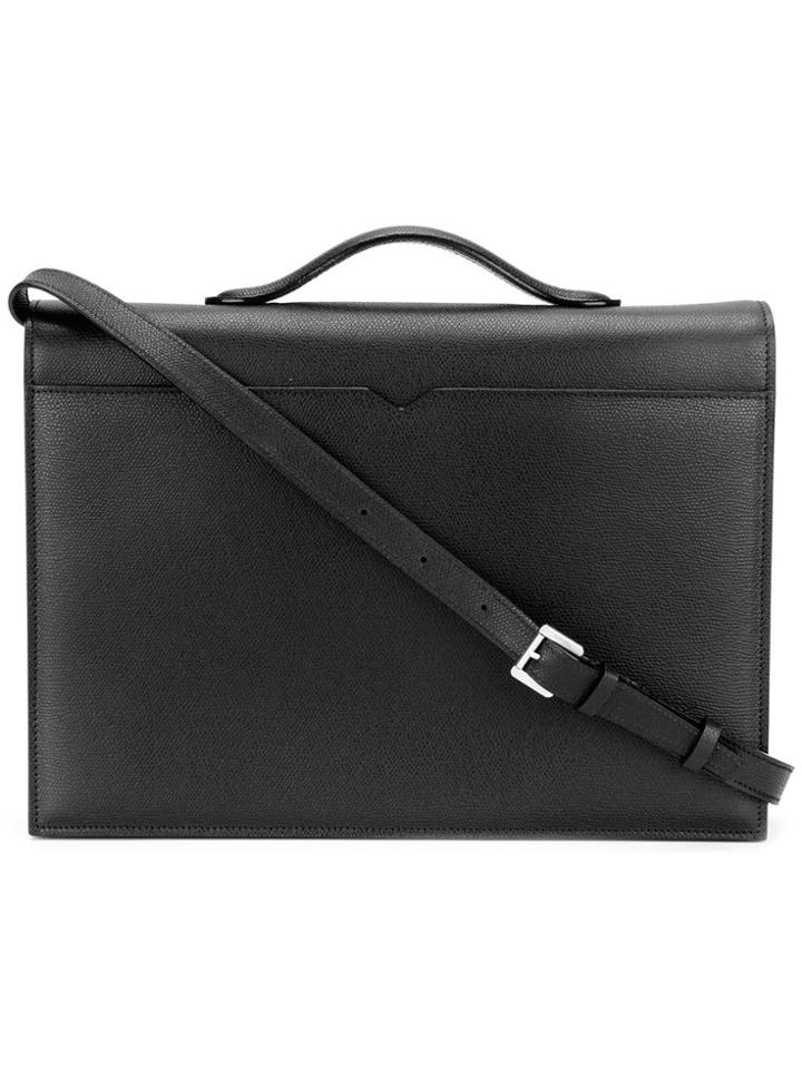 Valextra Top Handle Messenger Bag - Black