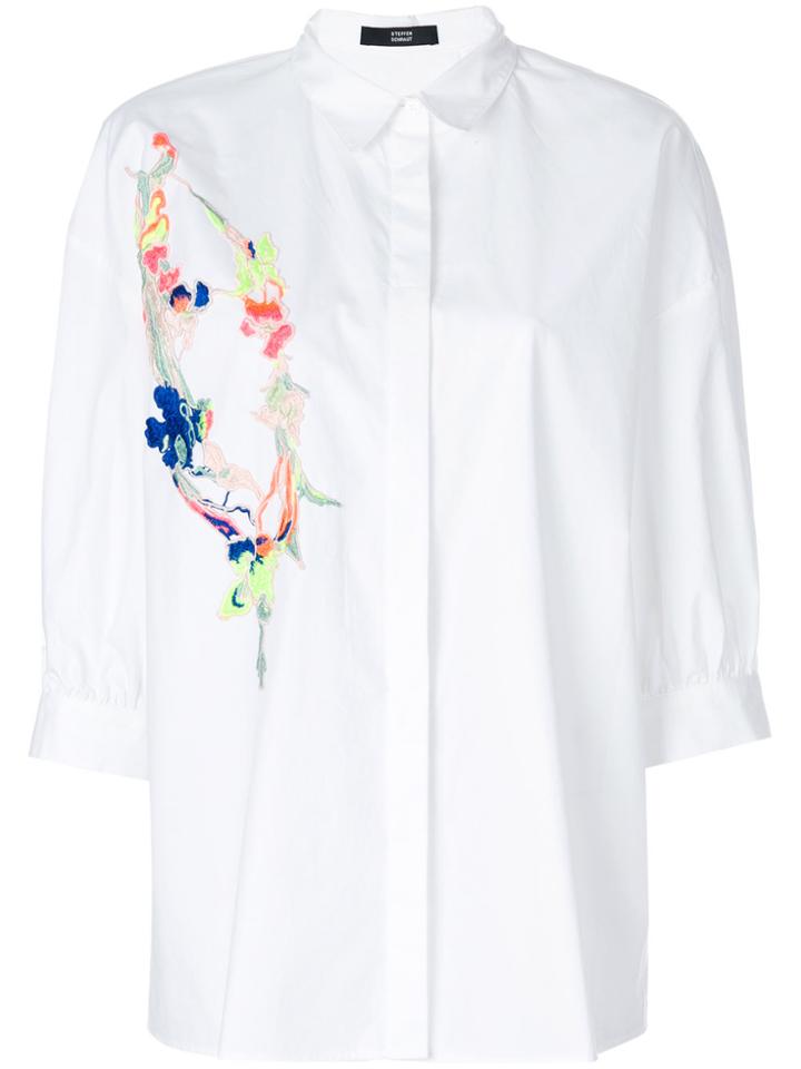 Steffen Schraut Floral Embroidery Shirt - White