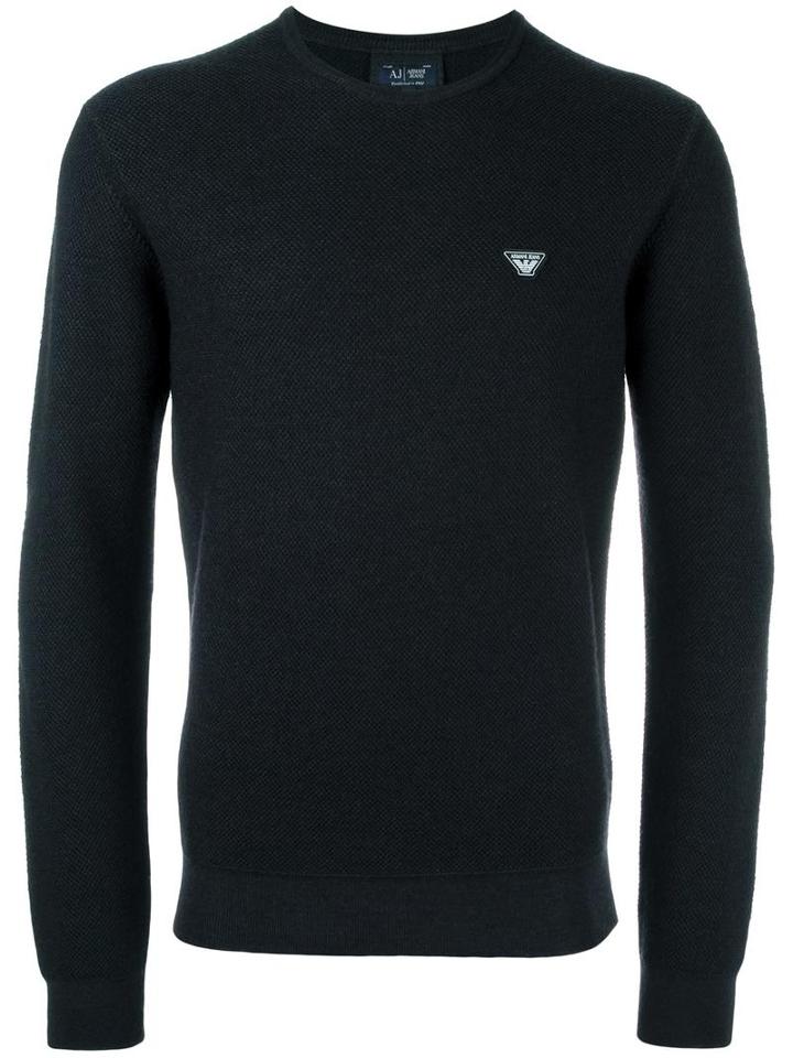 Armani Jeans Chest Logo Jumper, Men's, Size: Xl, Black, Wool