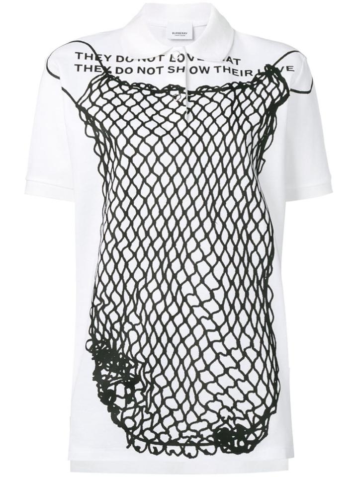 Burberry Montage Print Polo Shirt - White