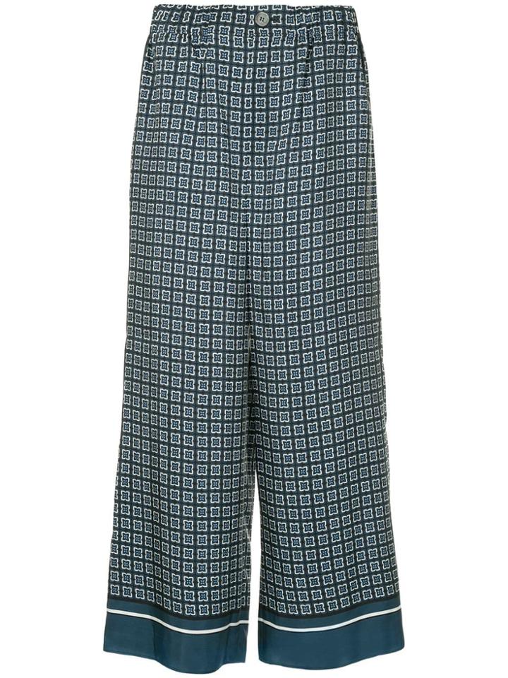 Goen.j Cropped Printed Trousers - Blue