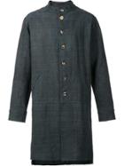 By Walid Band Collar Buttoned Coat - Grey