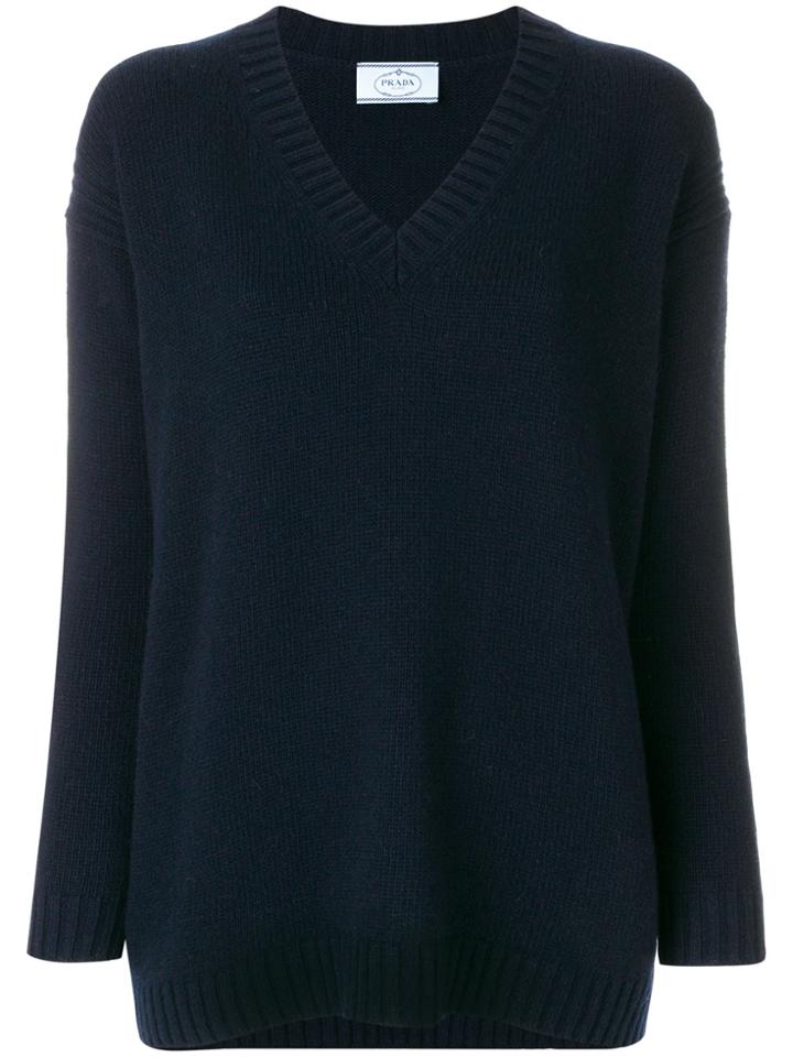 Prada V-neck Sweater - Blue