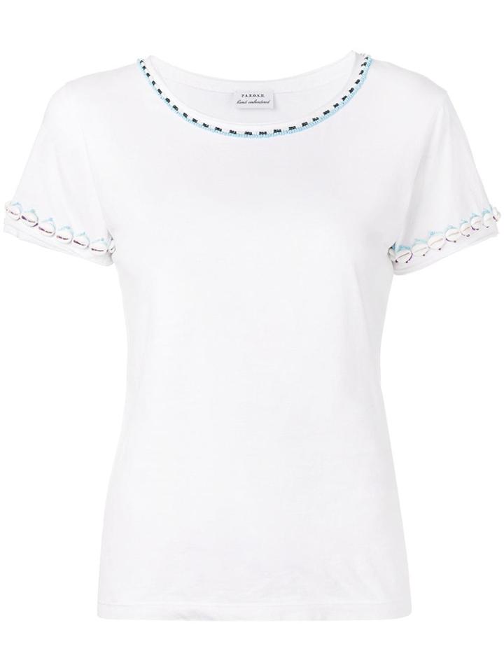 P.a.r.o.s.h. Shell Trim T-shirt - White