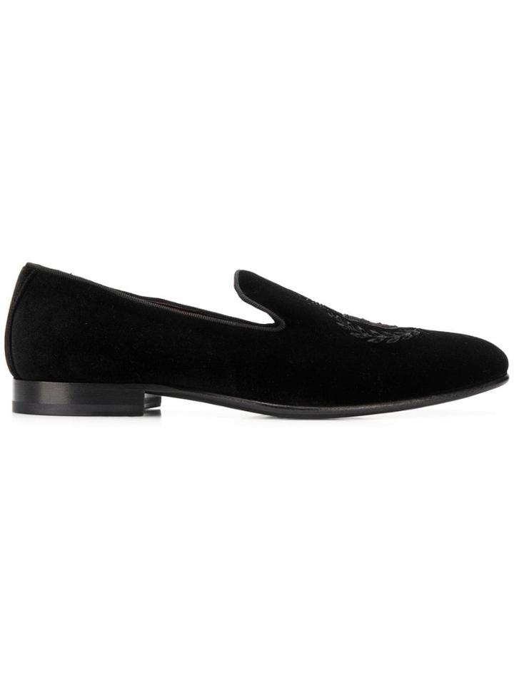 Corneliani Logo Patch Loafers - Black