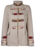 Ermanno Scervino Straps Patch Military Jacket, Women's, Size: 46, Grey, Cotton/viscose/brass