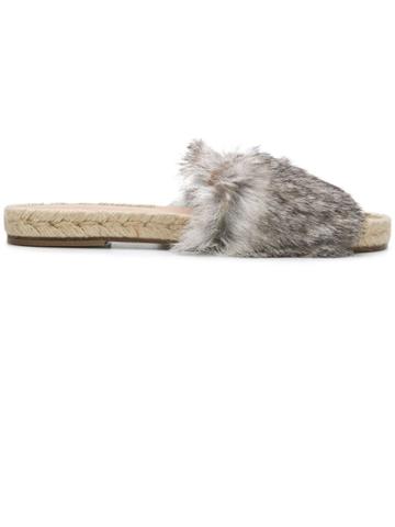 Solange Rabbit Fur Sliders - Neutrals