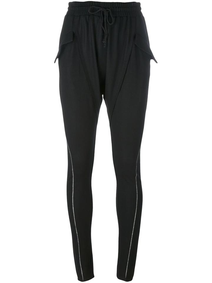 A Tentative Atelier Zip Detail Slim Harem Trousers, Women's, Size: Small, Black, Wool