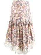 See By Chloé Floral Print Asymmetrical Skirt - Neutrals