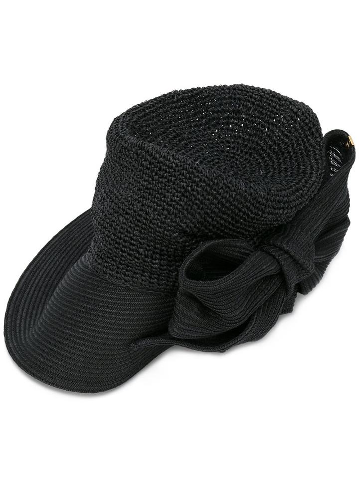Ca4la Bow Detail Hat, Women's, Black, Paper