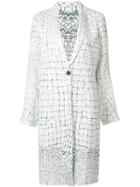 Raquel Allegra Printed Slim Duster, White, Linen/flax