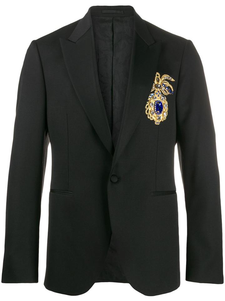 Versace Embellished Detail Blazer - Black