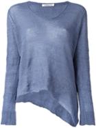 Lamberto Losani V-neck Knitted Blouse, Women's, Size: Small, Blue, Cashmere/silk/other Fibers