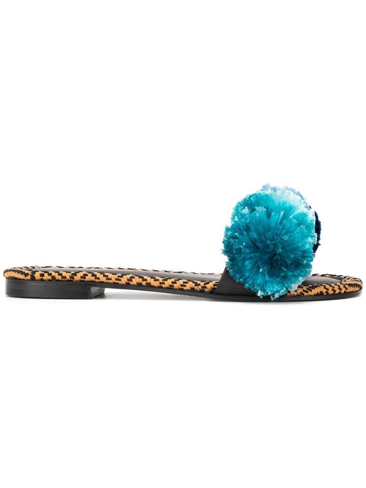 Avec Modération Ruffled Slides - Black