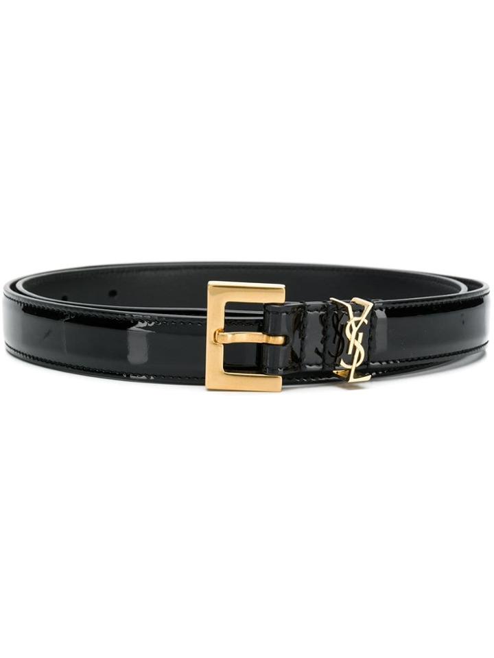 Saint Laurent Monogram Squared Buckle Belt - Black