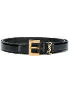 Saint Laurent Monogram Squared Buckle Belt - Black