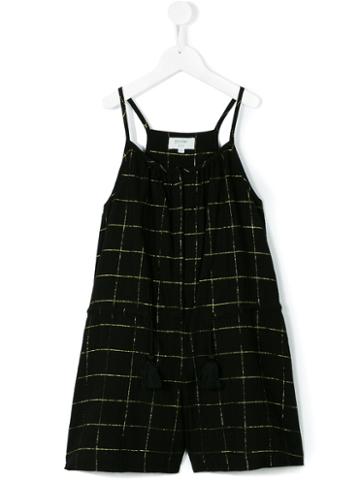 Teen Checked Playsuit - Kids - Cotton/lurex - 14 Yrs, Black, April Shower By Polder Kids