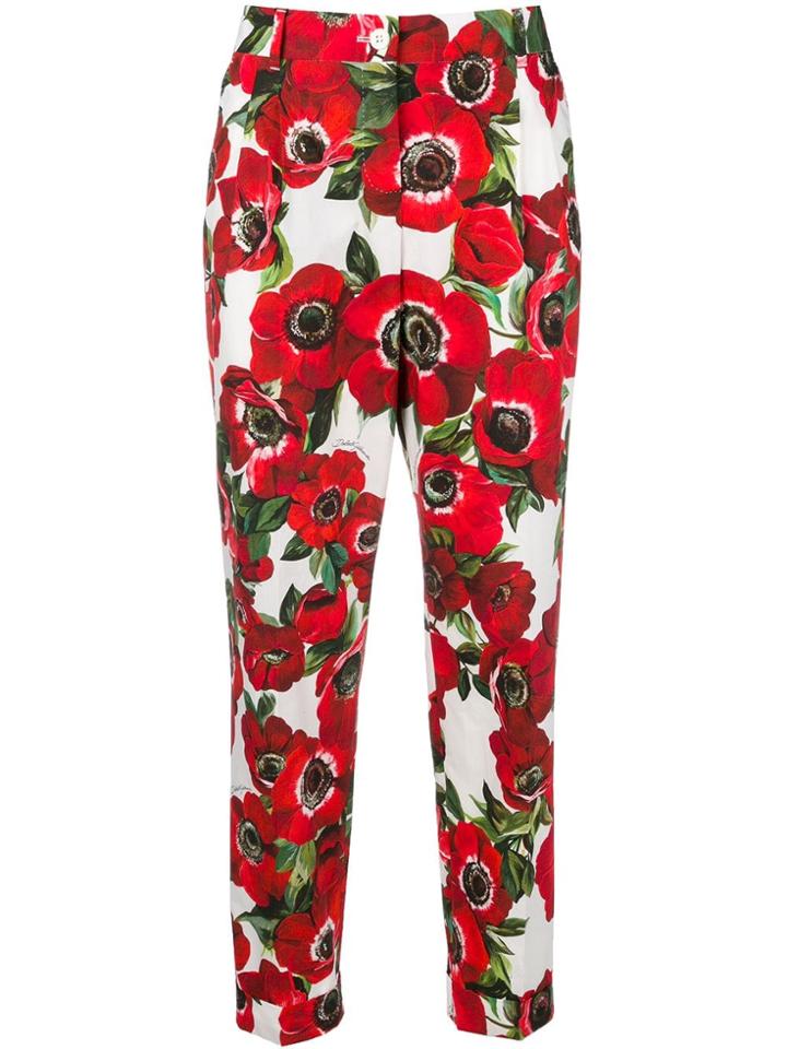 Dolce & Gabbana Floral Print Trousers - Red