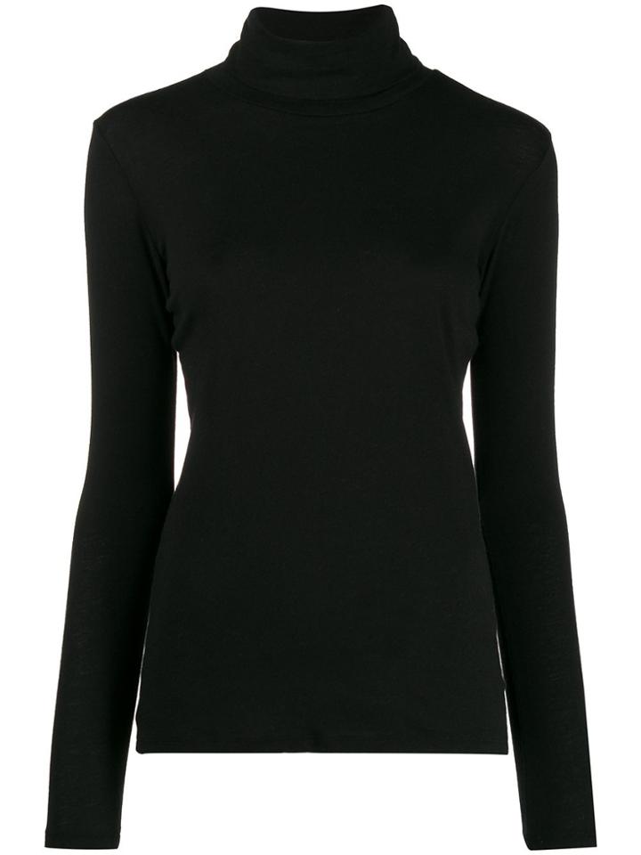 Majestic Filatures Stretch Jersey Turtleneck Top - Black